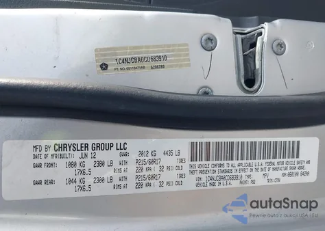 2012 Jeep Compass Sport from USA, damaged, VIN 1C4NJCBA0CD683910